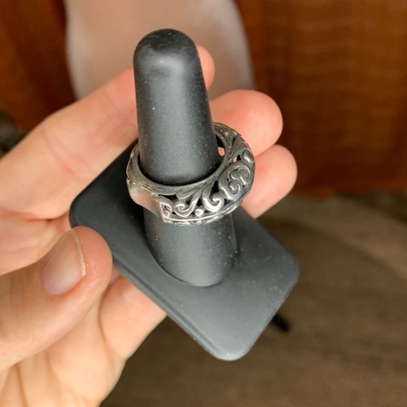 silver filigree comfort ring 925 size 7 - Picture 10 of 11